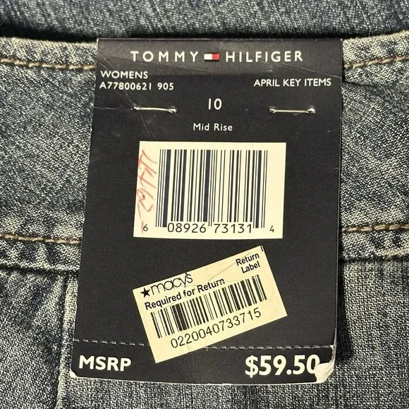 NWT Tommy Hilfiger Double Button Wide Leg Denim Capri Pants Size 10 - Picture 8 of 11